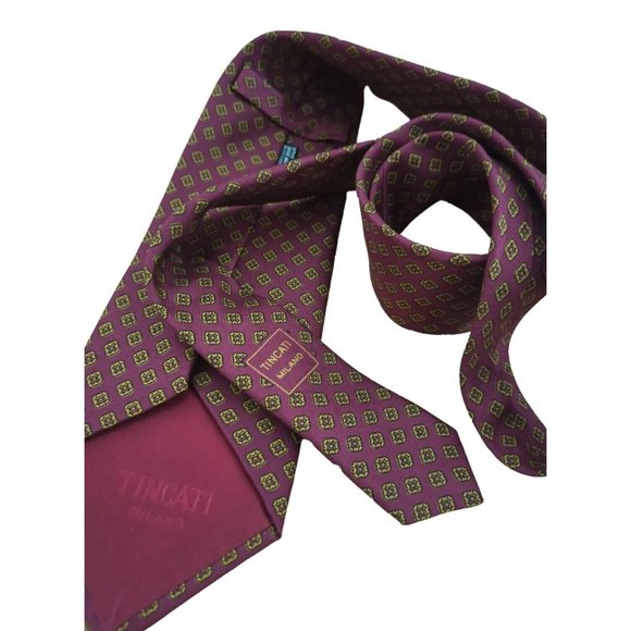 TINCATI Burgundy Art Silk Tie ITALY 57"/3.6" EC - Picture 7 of 10
